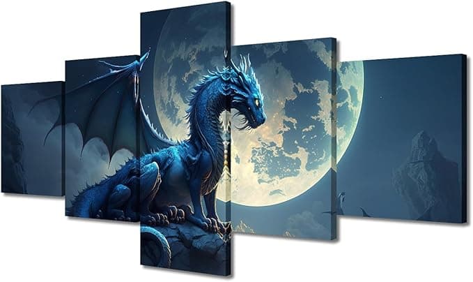 Póster de dragón impreso en lienzo con diseño de dragón HD - Imagen 1